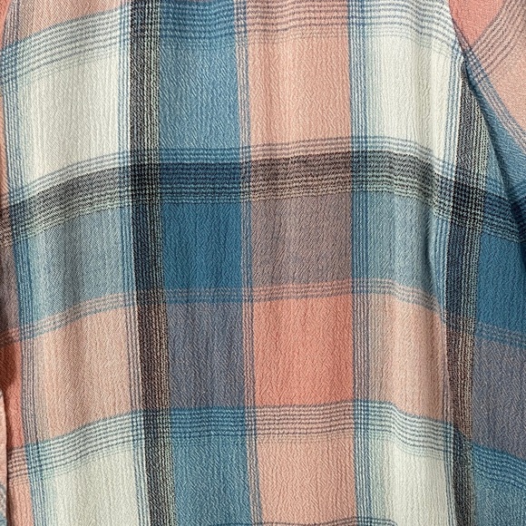 Northern Reflections Plaid Shirt in Blue and Pink with Roll Tab Sleeves - Picture 3 of 9